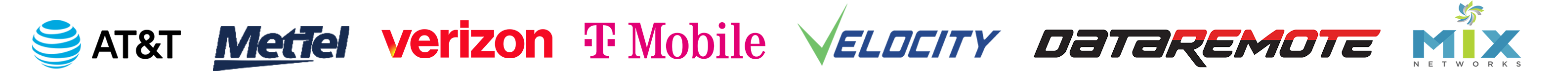 TrustedNetworx Partners: AT&T, MetTel, Verizon Wireless, T-Mobile, Velocity, DataRemote, MIX Networks